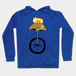 Unicycle Sloth and Tabby Hoodie